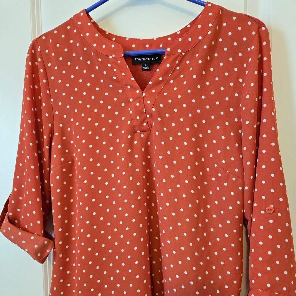 Fortune and Ivy Mixed Media 3/4 Sleeve Blouse